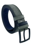 Haki Yeşil Süet Suni Deri Çift Dikişli Model 4 cm.lik Unisex Spor Kemer - 9010-10 thumbnail 5