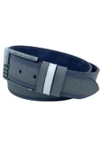 Gri Suni Deri Çift Dikişli 3 Köprülü Model 4.5 Cm.lik Unisex Spor Kemer - 4515-10 thumbnail 4