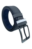 Gri Suni Deri Çift Dikişli 3 Köprülü Model 4.5 Cm.lik Unisex Spor Kemer - 4515-10 thumbnail 5