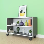 Kenzlife kitaplık beril 048*090*020 gri tekerlekli mutfak dolabı banyo ofis ayakkabılık kiler thumbnail 1