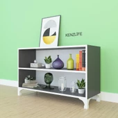 Kenzlife kitaplık tuğçe 048*090*020 gri ayaklı mutfak dolabı banyo ofis ayakkabılık kiler thumbnail 1