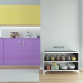 Kenzlife kitaplık tuğçe 048*090*020 gri ayaklı mutfak dolabı banyo ofis ayakkabılık kiler thumbnail 4