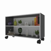 Kenzlife kitaplık beril 048*090*020 gri tekerlekli mutfak dolabı banyo ofis ayakkabılık kiler thumbnail 3