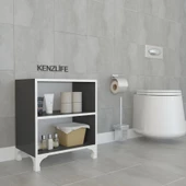 Kenzlife kitaplık tuğçe 068*030*020 gri ayaklı mutfak dolabı banyo ofis ayakkabılık kiler thumbnail 5