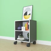 Kenzlife kitaplık beril 068*040*020 gri tekerlekli mutfak dolabı banyo ofis ayakkabılık kiler thumbnail 3