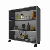 Kenzlife kitaplık beril 108*090*020 gri tekerlekli mutfak dolabı banyo ofis ayakkabılık kiler - 1