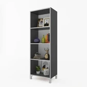 Kenzlife kitaplık tuğçe 128*040*020 gri ayaklı mutfak dolabı banyo ofis ayakkabılık kiler - 1