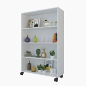 Kenzlife kitaplık beril 128*090*020 byz tekerlekli mutfak dolabı banyo ofis ayakkabılık kiler - 1