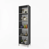 Kenzlife kitaplık tuğçe 168*040*020 gri ayaklı mutfak dolabı banyo ofis ayakkabılık kiler - 1