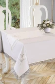 Lale Nakışlı Dantelli Masa Örtüsü Ve Runner 2 Parça thumbnail 5