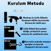 Kancalı Çelik Dübel M6 Salıncak Boks Torbası Avize İçin Gömlekli Açık Ağız Kanca 5 ADET - 5