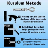 Kancalı Çelik Dübel M6 Salıncak Boks Torbası Avize İçin Gömlekli Kapalı Ağız Kanca 5 ADET - 5