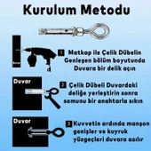 Kancalı Çelik Dübel M8 Salıncak Boks Torbası Avize İçin Gömlekli Kapalı Ağız Kanca 5 ADET - 5