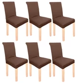 Spandex Mikro Petek Kumaş Likralı Lastikli Tüylenmez 6'lı Sandalye Kılıfı Esnek Sandalye Örtüsü - Koyu Kahve thumbnail 1