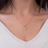 14 Ayar Altın P Harfi Kolye Ucu 0.59 gr thumbnail 2