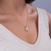 14 Ayar Altın R Harfi Kolye Ucu 0.71 gr thumbnail 3