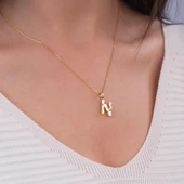 14 Ayar Altın N Harfi Kolye Ucu 0.62 gr thumbnail 3