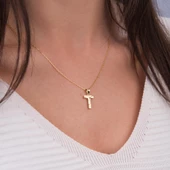 14 Ayar Altın T Harfi Kolye Ucu 0.54 gr thumbnail 3