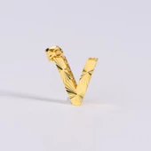 14 Ayar Altın V Harfi Kolye Ucu 0.54 gr - 1