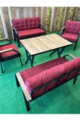 UFUK HOME Kavacık 2+2+1+1 Masalı Bordo Bahçe Mobilyası, Balkon Çay Seti, Bahçe Koltuk Takımı - 2