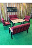 UFUK HOME Kavacık 2+2+1+1 Masalı Bordo Bahçe Mobilyası, Balkon Çay Seti, Bahçe Koltuk Takımı - 1