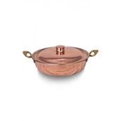 Turna Bakır Beyoğlu Kapaklı Tava 3 No 22 Cm El Dövme Kırmızı Turna7578-1 thumbnail 2