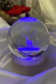 3D Led Işık Cam Küre Çok Işıklı Ahşap Geyik 7 cm - 2