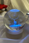 3D Led Işık Cam Küre Çok Işıklı Ahşap Geyik 7 cm - 1