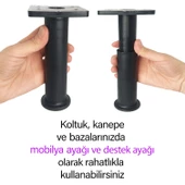 8 Adet Modül Ayarlanabilir Destek Ayağı 15 X 23 Cm Siyah Ayak Mobilya Kanepe Baza Koltuk Ünite Ayakları - 2