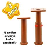 8 Adet Modül Ayarlanabilir Destek Ayağı 15 X 23 Cm Kahverengi Ayak Mobilya Kanepe Baza Koltuk Ünite Ayakları - 1