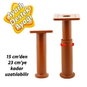 Modül Ayarlanabilir Destek Ayağı 15 X 23 Cm Kahverengi Ayak Mobilya Kanepe Baza Koltuk Ünite Ayakları - 1