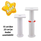 8 Adet Modül Ayarlanabilir Destek Ayağı 15 X 23 Cm Beyaz Ayak Mobilya Kanepe Baza Koltuk Ünite Ayakları - 1