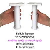 8 Adet Modül Ayarlanabilir Destek Ayağı 15 X 23 Cm Beyaz Ayak Mobilya Kanepe Baza Koltuk Ünite Ayakları - 2
