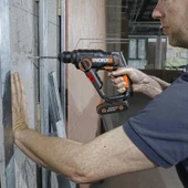 WORX WX390.1 20Volt 2.0Ah. Li-ion 1.2J Profesyonel SDS-Plus Pnömatik Çift Akülü Şarjlı Matkap + 8 Adet Uç + Mandren - 4