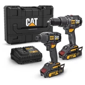 CAT DX12K 18Volt/2.0Ah Li-ion Çift Akülü Kömürsüz Profesyonel Darbeli Matkap+DX71 Kömürsüz Darbeli Tornavida Kombo Set - 1