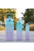 Su Matarası Su Şişesi Suluk 2 Lt 900ml Yavrulu 300 ml Spor Salonu Su Şişesi Motivasyonel 3'lü Royaleks-CLKN-2020 - 2