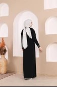 Taş Detaylı Fermuarlı Cepli Uzun Ferace - 71181.003 - Siyah - 10