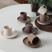Keramika Brown Mix Kahve Takımı 12 Parça 6 Kişilik 950-958-977 - 1