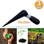 Fide Dikme Aparatı Aleti Fide Dikici Ve Sökücü Siyah Plastik 18 cm (3 Adet) - 1