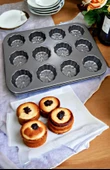 2 Adet 12li Cupcake Muffin Kalıbı Gül Kabartmalı Yanmaz Yapışmaz Fırın Kek Kapsülü Çelik Siyah - 4
