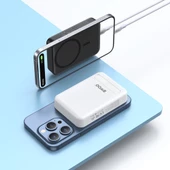 10.000 mAh Wireless ve Hızlı Şarj Edebilen Kompakt Tasarım Stand Özellikli Powerbank Şarj Kılıfı Hediyeli - 3