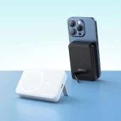 10.000 mAh Wireless ve Hızlı Şarj Edebilen Kompakt Tasarım Stand Özellikli Powerbank Şarj Kılıfı Hediyeli - 4