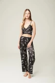 Saten Ashley Sabahlık Büstiyer Pantolon 3'lü Takım Music - 3