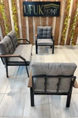 UFUK HOME Kavacık 2 1 1 Gri Bahçe Takımı, Bahçe Mobilyası, Balkon Takımı, Gri Bahçe Çay Seti - 2