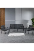 UFUK HOME Aşkın 311 Antrasit Fermuarlı Bahçe Balkon Takımı, Cafe, Salon - Metal Kanepe Koltuk Takımı - 1