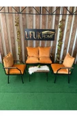 UFUK HOME Linda 2 1 1 Sehpalı Turuncu Bahçe Takımı, Balkon Mobilyası, Balkon Bahçe Mobilyaları, Bahçe Masa Takımı - 2