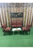 UFUK HOME Linda 2 1 1 Sehpalı Kırmızı Bahçe Takımı, Balkon Mobilyası, Balkon Bahçe Mobilyaları, Masa Takımı - 2