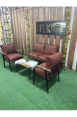 UFUK HOME Linda 2 1 1 Sehpalı Kırmızı Bahçe Takımı, Balkon Mobilyası, Balkon Bahçe Mobilyaları, Masa Takımı - 1