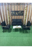 UFUK HOME Linda 2 1 1 Sehpalı Siyah Bahçe Takımı, Balkon Mobilyası, Balkon Bahçe Mobilyaları, Bahçe Masa Takımı - 2
