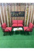 UFUK HOME Linda 211 Sehpalı ŞekerPembe Fermuarlı Bahçe Balkon Takımı, Cafe, Salon - Metal Kanepe Koltuk Takımı - 2